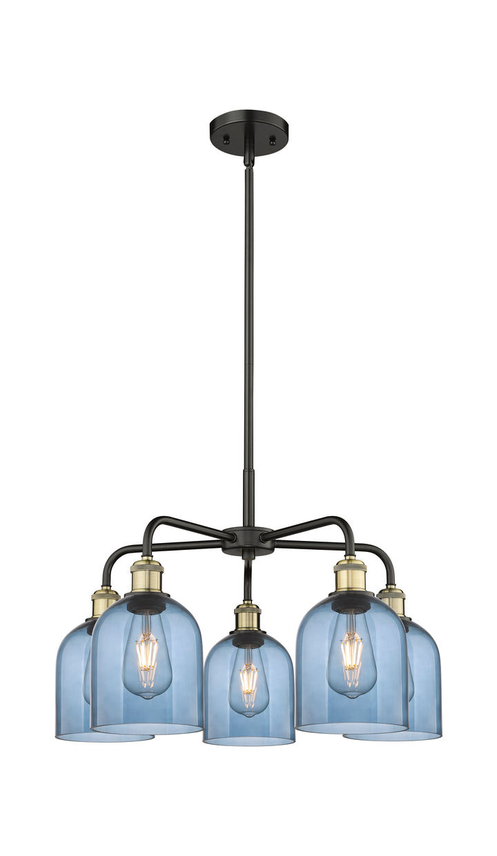 Innovations Lighting Bella 6" Chandelier Chandeliers Innovations Lighting Black Antique Brass Blue  ; Glass Type: Blue 