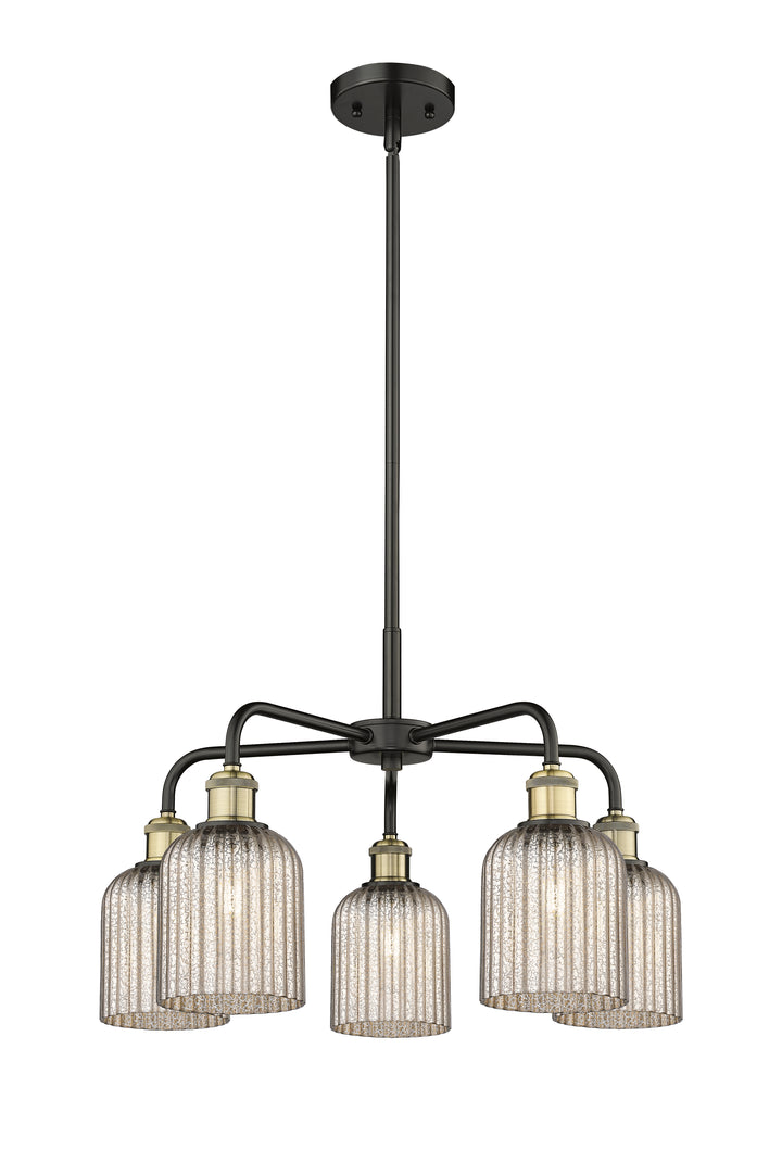 Innovations Lighting Bridal Veil 5" Chandelier Chandeliers Innovations Lighting Black Antique Brass Mercury ; Glass Type: Mercury; Ribbed 