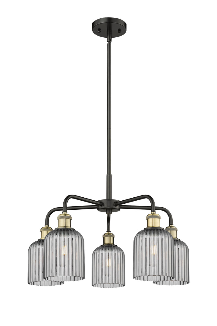 Innovations Lighting Bridal Veil 5" Chandelier Chandeliers Innovations Lighting Black Antique Brass Light Smoke ; Glass Type: Light Smoke; Ribbed 