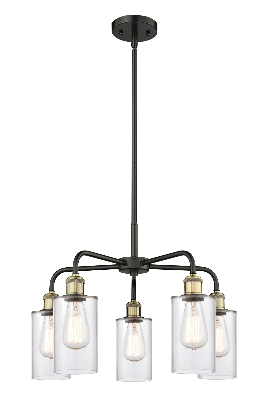 Innovations Lighting Clymer 4" Chandelier - Black Antique Brass Chandeliers Innovations Lighting Clear ; Glass Type: Clear  