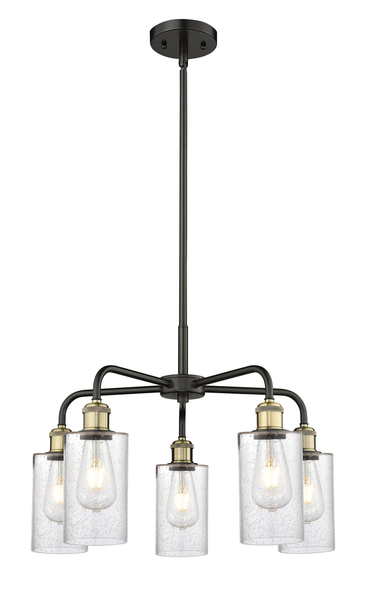 Innovations Lighting Clymer 4" Chandelier - Black Antique Brass Chandeliers Innovations Lighting Seedy ; Glass Type: Transparent  