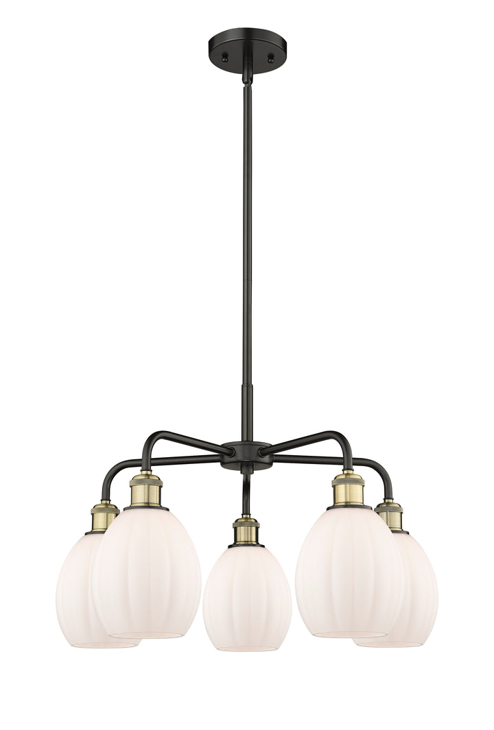 Innovations Lighting Eaton 5.5" Chandelier - Black Antique Brass Chandeliers Innovations Lighting Matte White ; Glass Type: White; Ribbed  