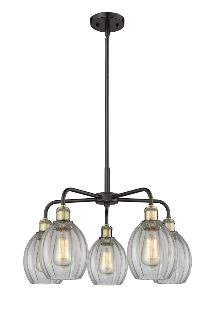 Innovations Lighting Eaton 5.5" Chandelier - Black Antique Brass Chandeliers Innovations Lighting Clear ; Glass Type: Transparent; Ribbed  