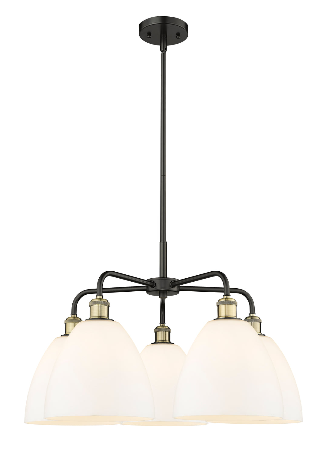 Innovations Lighting Bristol 9" Chandelier Chandeliers Innovations Lighting Black Antique Brass Matte White ; Glass Type: White 