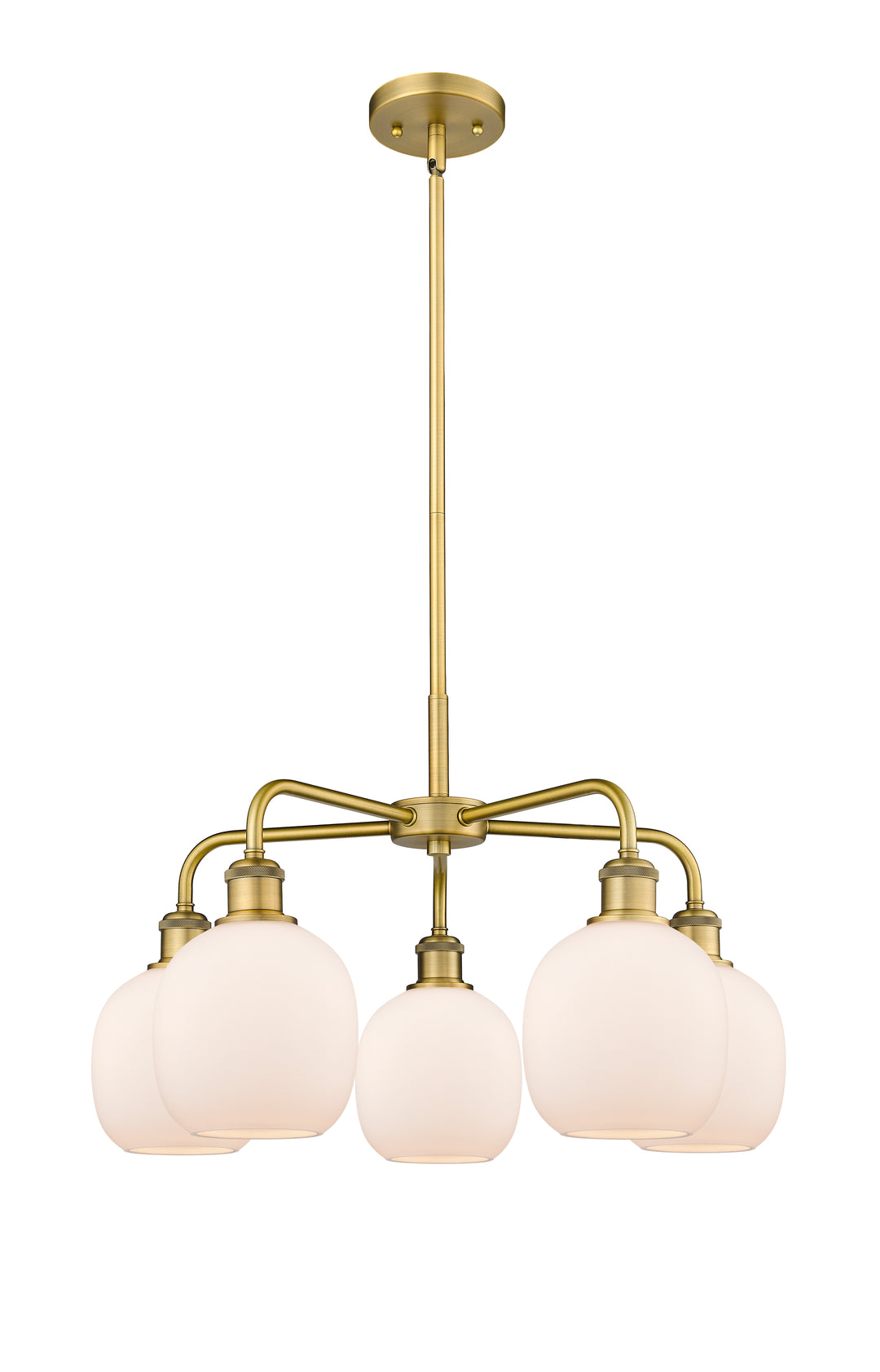 Innovations Lighting Belfast 6" Chandelier Chandeliers Innovations Lighting Brushed Brass Matte White ; Glass Type: White 