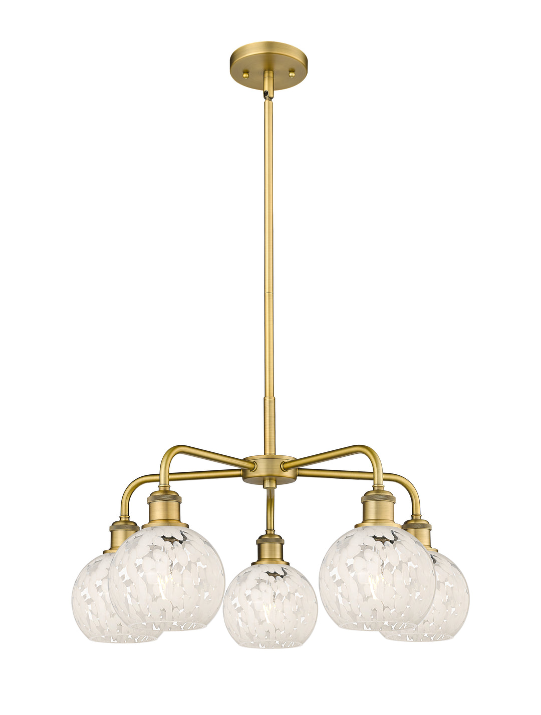 Innovations Lighting White Mouchette 6" Chandelier - Brushed Brass Chandeliers Innovations Lighting White Mouchette ; Glass Type: White  