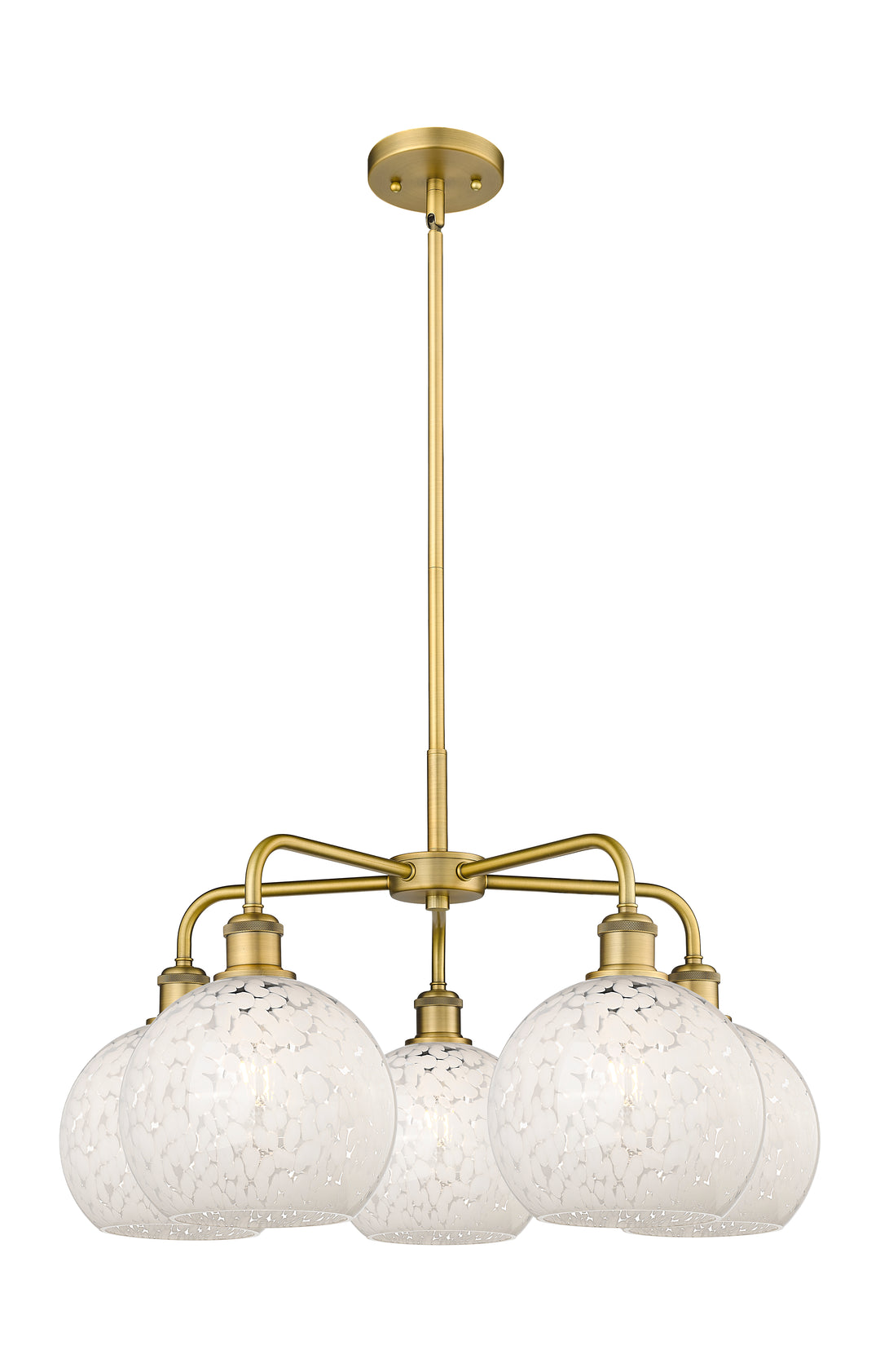 Innovations Lighting White Mouchette 8" Chandelier - Brushed Brass Chandeliers Innovations Lighting White Mouchette ; Glass Type: White  