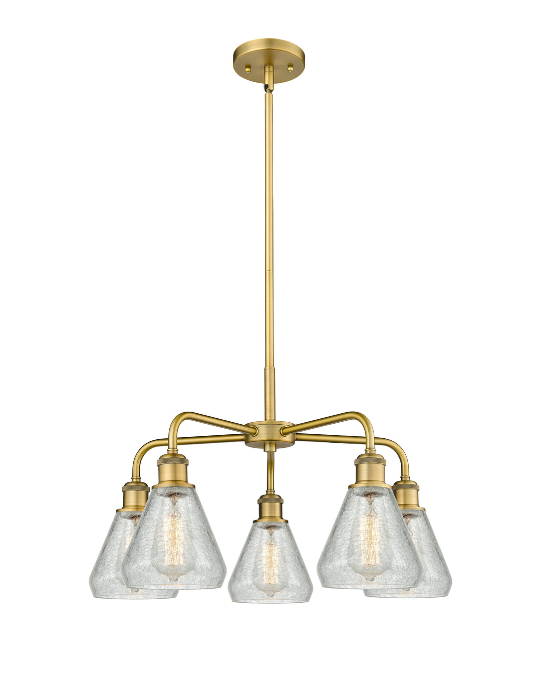 Innovations Lighting Conesus 6" Chandelier - Brushed Brass Chandeliers Innovations Lighting Clear Crackle ; Glass Type: Crackled  