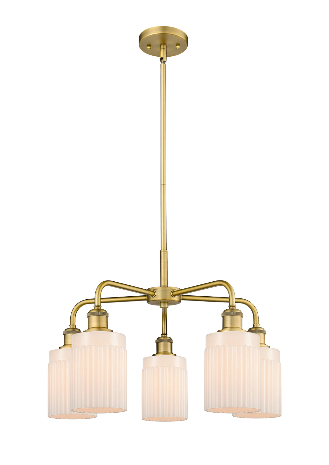 Innovations Lighting Hadley 5" Chandelier - Brushed Brass Chandeliers Innovations Lighting Matte White ; Glass Type: White; Ribbed  