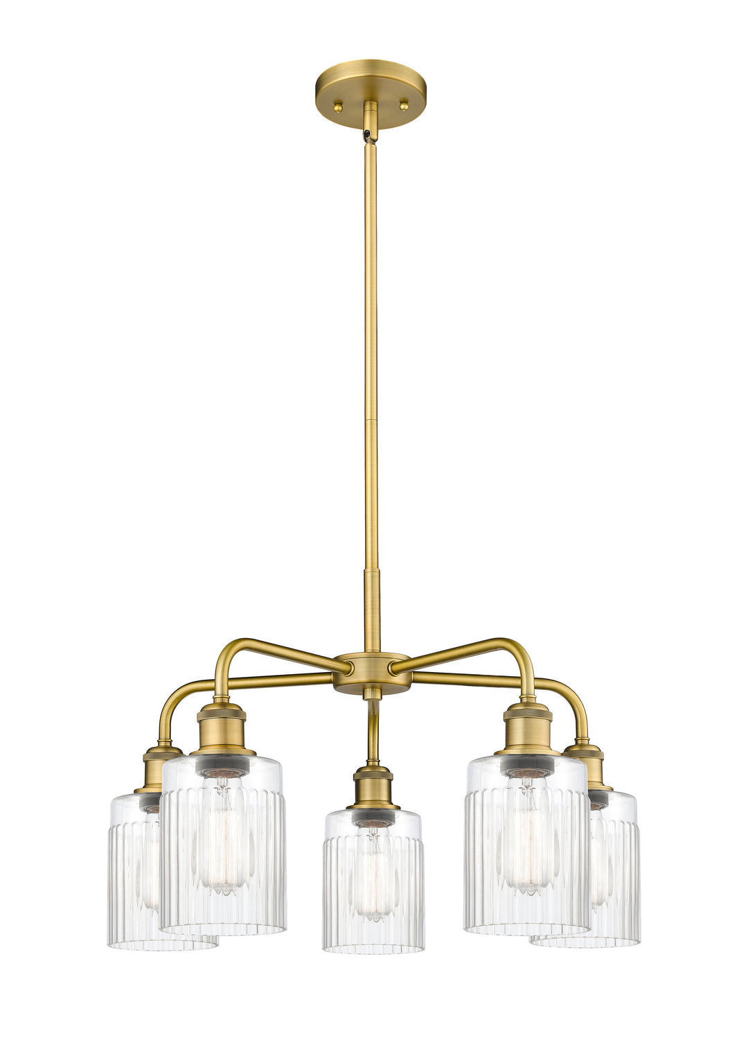 Innovations Lighting Hadley 5" Chandelier - Brushed Brass Chandeliers Innovations Lighting Clear ; Glass Type: Clear; Ribbed  