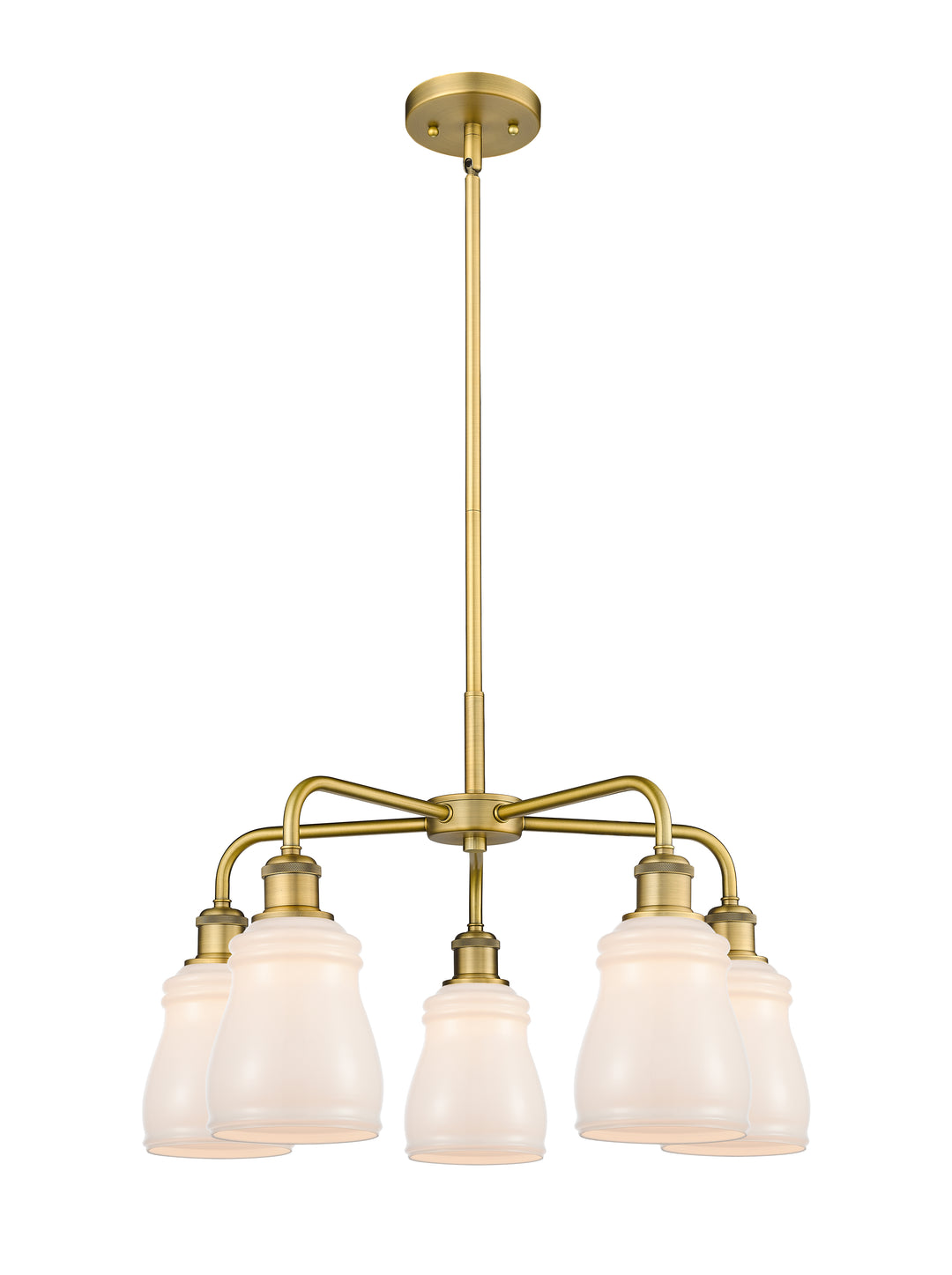 Innovations Lighting Ellery 5" Chandelier - Brushed Brass Chandeliers Innovations Lighting White ; Glass Type: White  