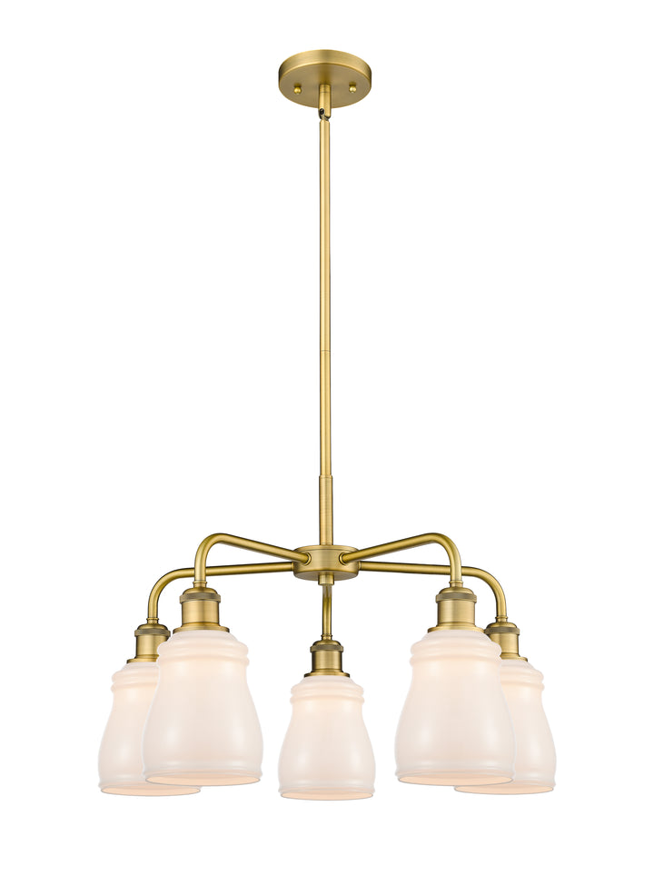 Innovations Lighting Ellery 5" Chandelier - Brushed Brass Chandeliers Innovations Lighting White ; Glass Type: White  