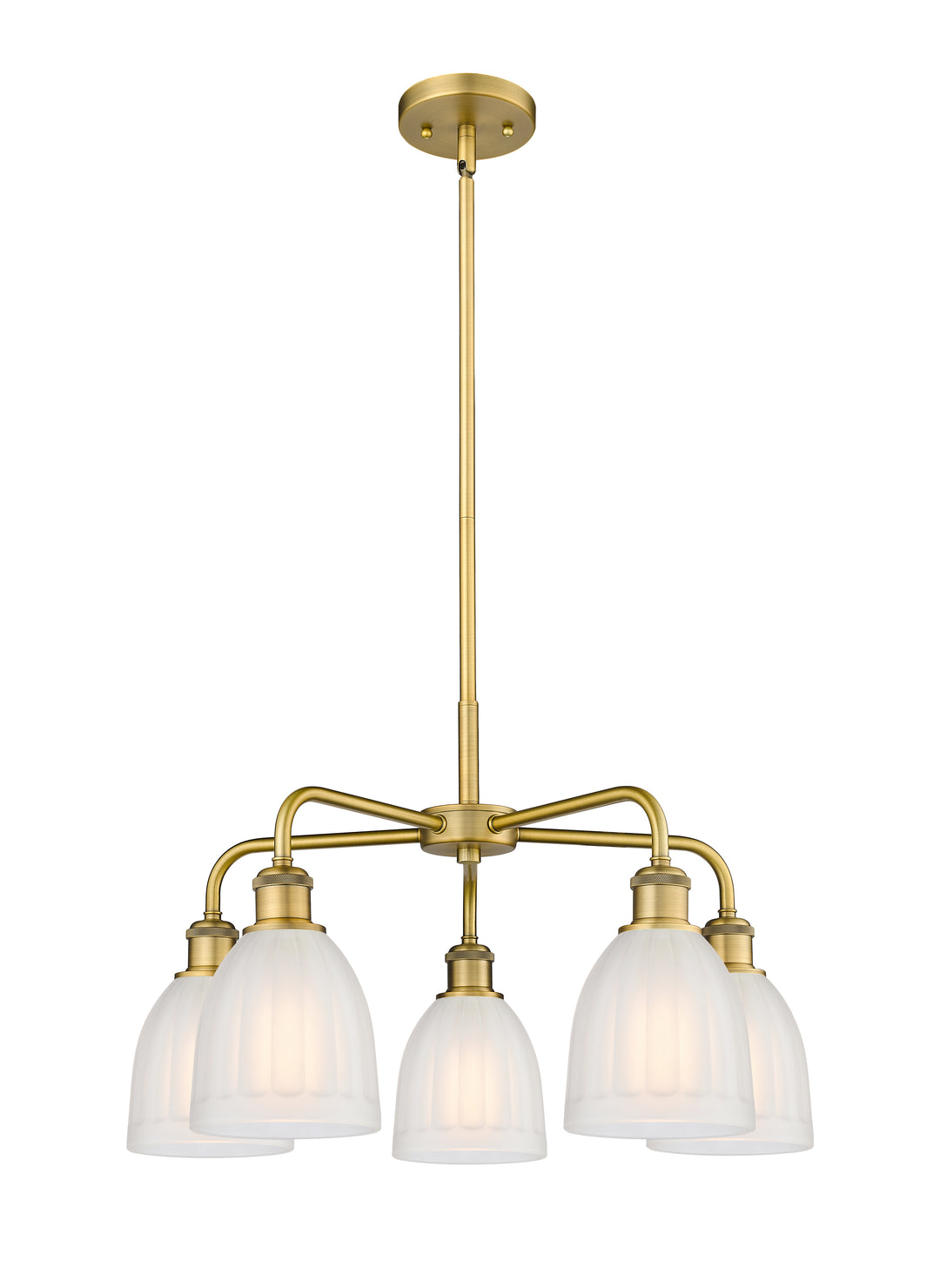 Innovations Lighting Brookfield 6" Chandelier Chandeliers Innovations Lighting Brushed Brass White ; Glass Type: Frosted; Ribbed 