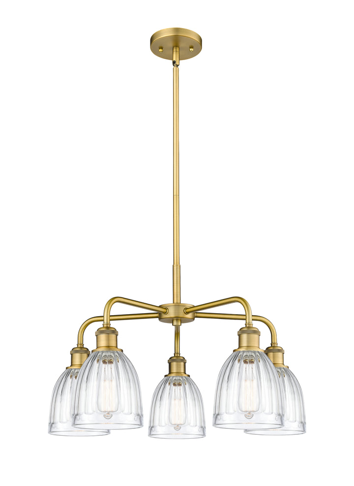 Innovations Lighting Brookfield 6" Chandelier Chandeliers Innovations Lighting Brushed Brass Clear ; Glass Type: Transparent; Ribbed 