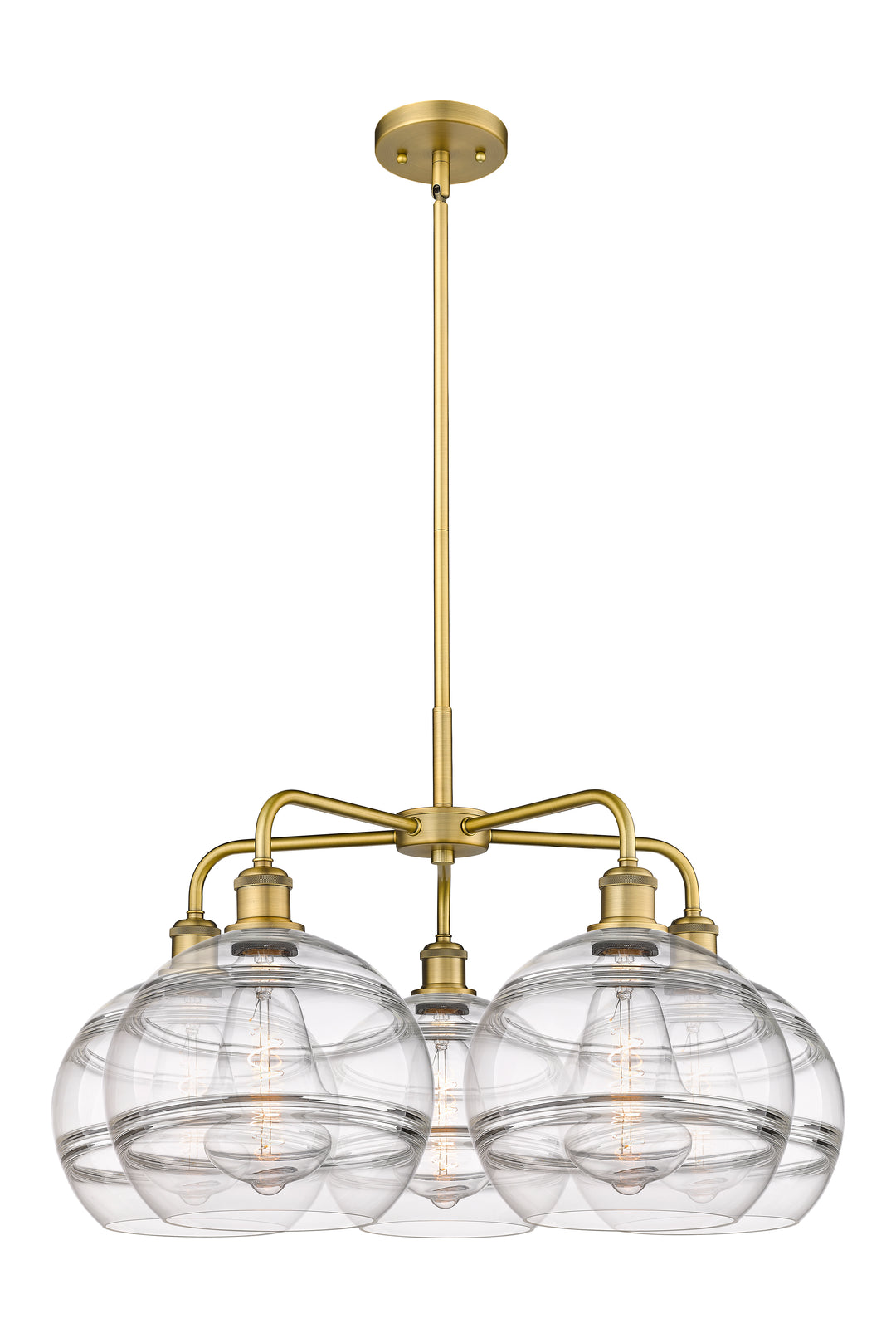 Innovations Lighting Rochester 10" Chandelier - Brushed Brass Chandeliers Innovations Lighting Clear ; Glass Type: Clear  