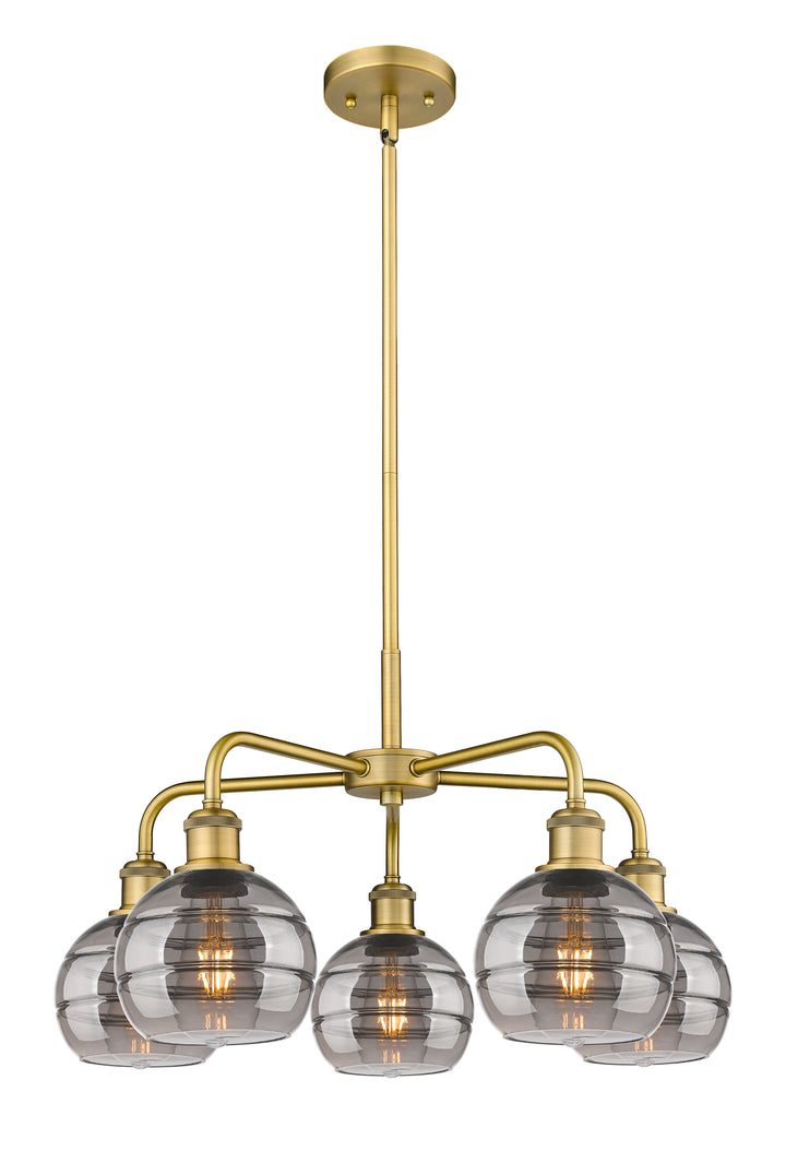 Innovations Lighting Rochester 6" Chandelier - Brushed Brass Chandeliers Innovations Lighting Light Smoke ; Glass Type: Smoked  