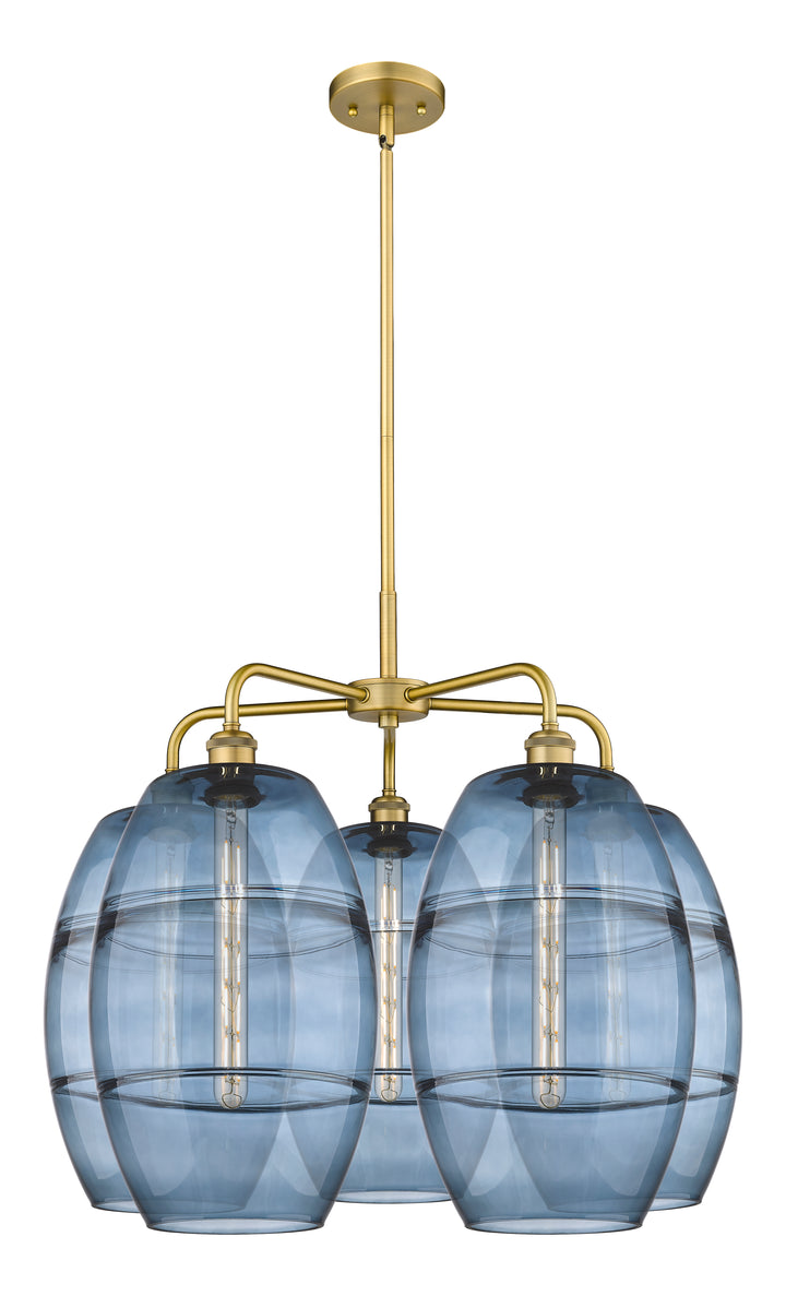 Innovations Lighting Vaz 10" Chandelier - Brushed Brass Chandeliers Innovations Lighting Blue  ; Glass Type: Blue  