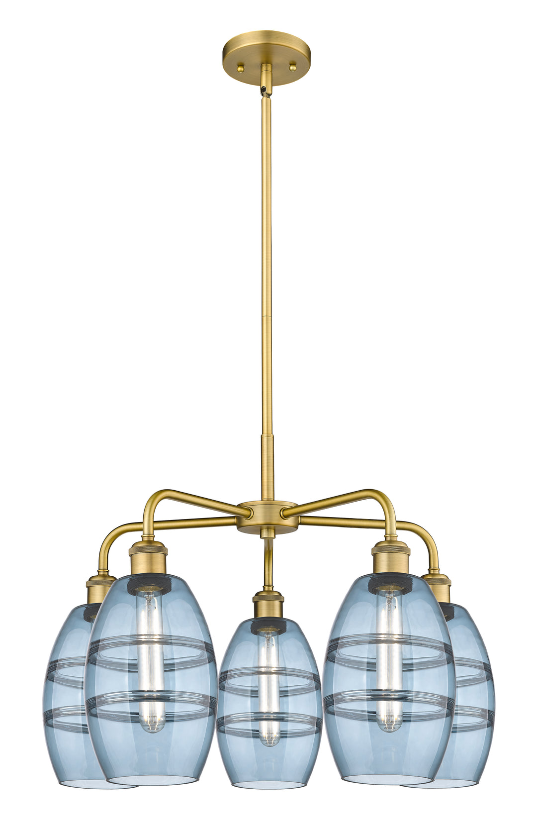 Innovations Lighting Vaz 6" Chandelier - Brushed Brass Chandeliers Innovations Lighting Blue  ; Glass Type: Blue  