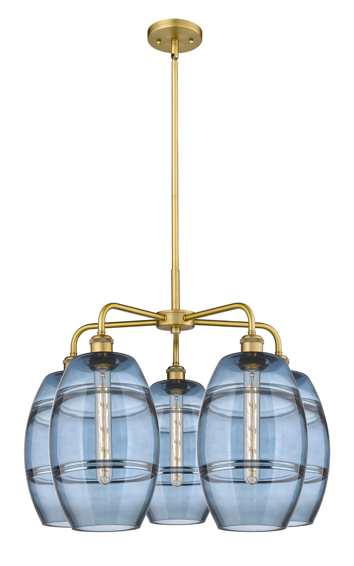 Innovations Lighting Vaz 8" Chandelier - Brushed Brass Chandeliers Innovations Lighting Blue  ; Glass Type: Blue  