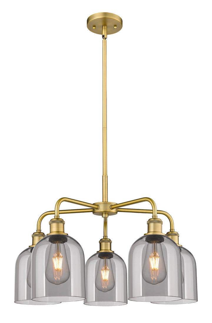 Innovations Lighting Bella 6" Chandelier Chandeliers Innovations Lighting Brushed Brass Light Smoke ; Glass Type: Smoked 