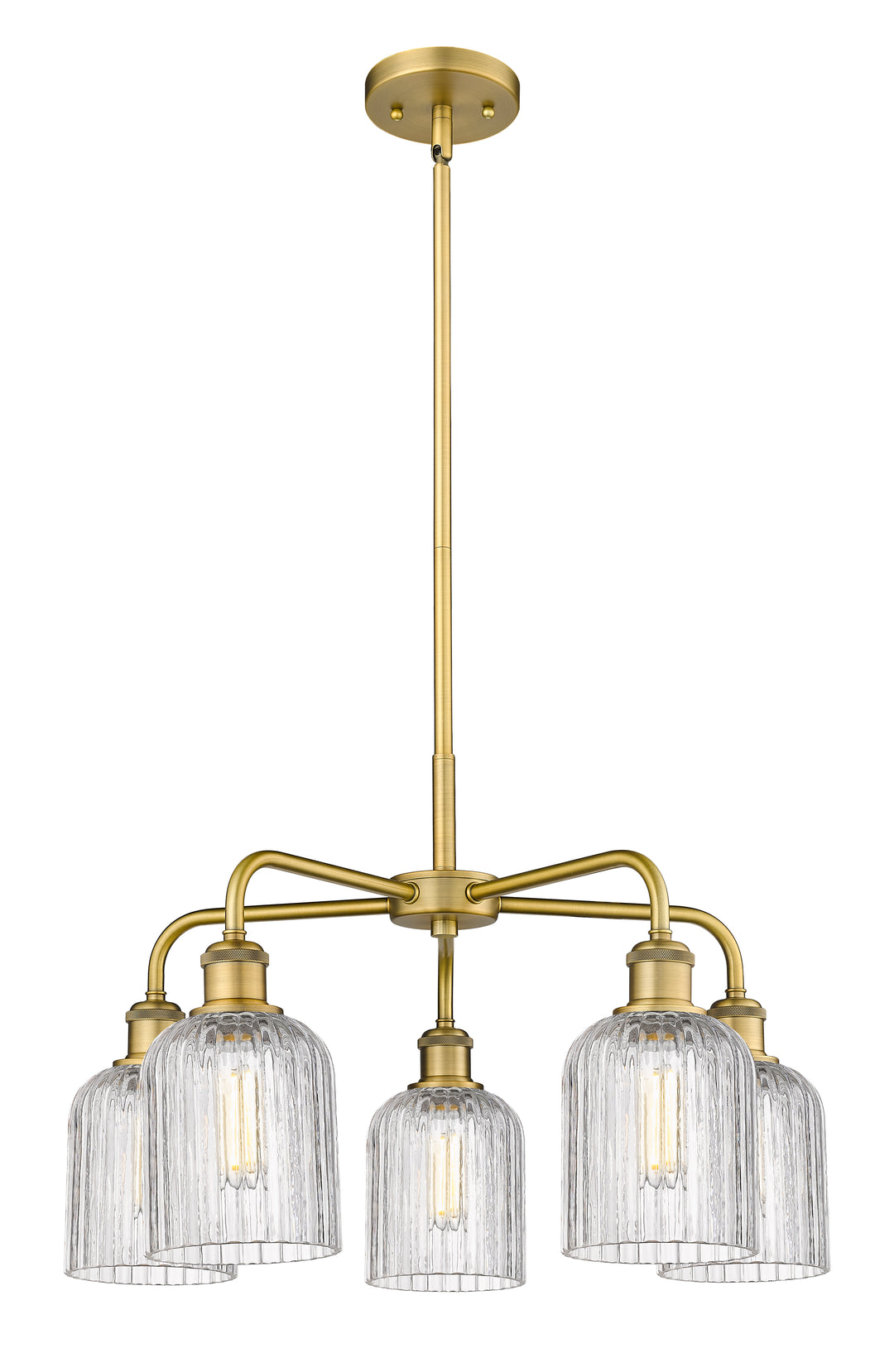 Innovations Lighting Bridal Veil 5" Chandelier Chandeliers Innovations Lighting Brushed Brass Clear ; Glass Type: Clear; Ribbed 