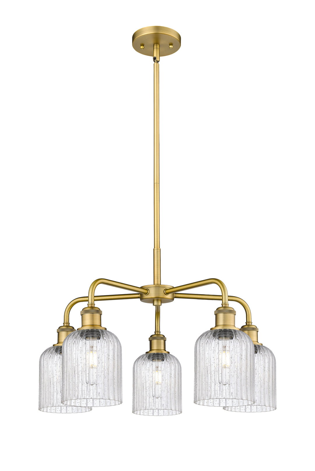 Innovations Lighting Bridal Veil 5" Chandelier Chandeliers Innovations Lighting Brushed Brass Seedy ; Glass Type: Seedy; Ribbed 