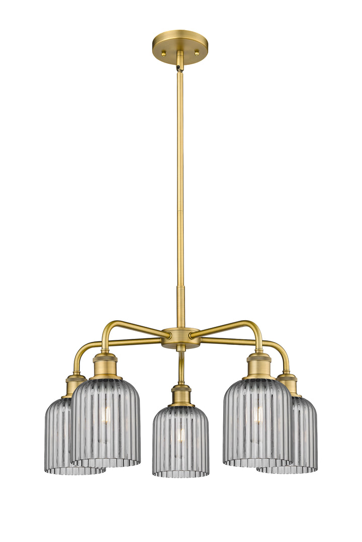 Innovations Lighting Bridal Veil 5" Chandelier Chandeliers Innovations Lighting Brushed Brass Light Smoke ; Glass Type: Light Smoke; Ribbed 