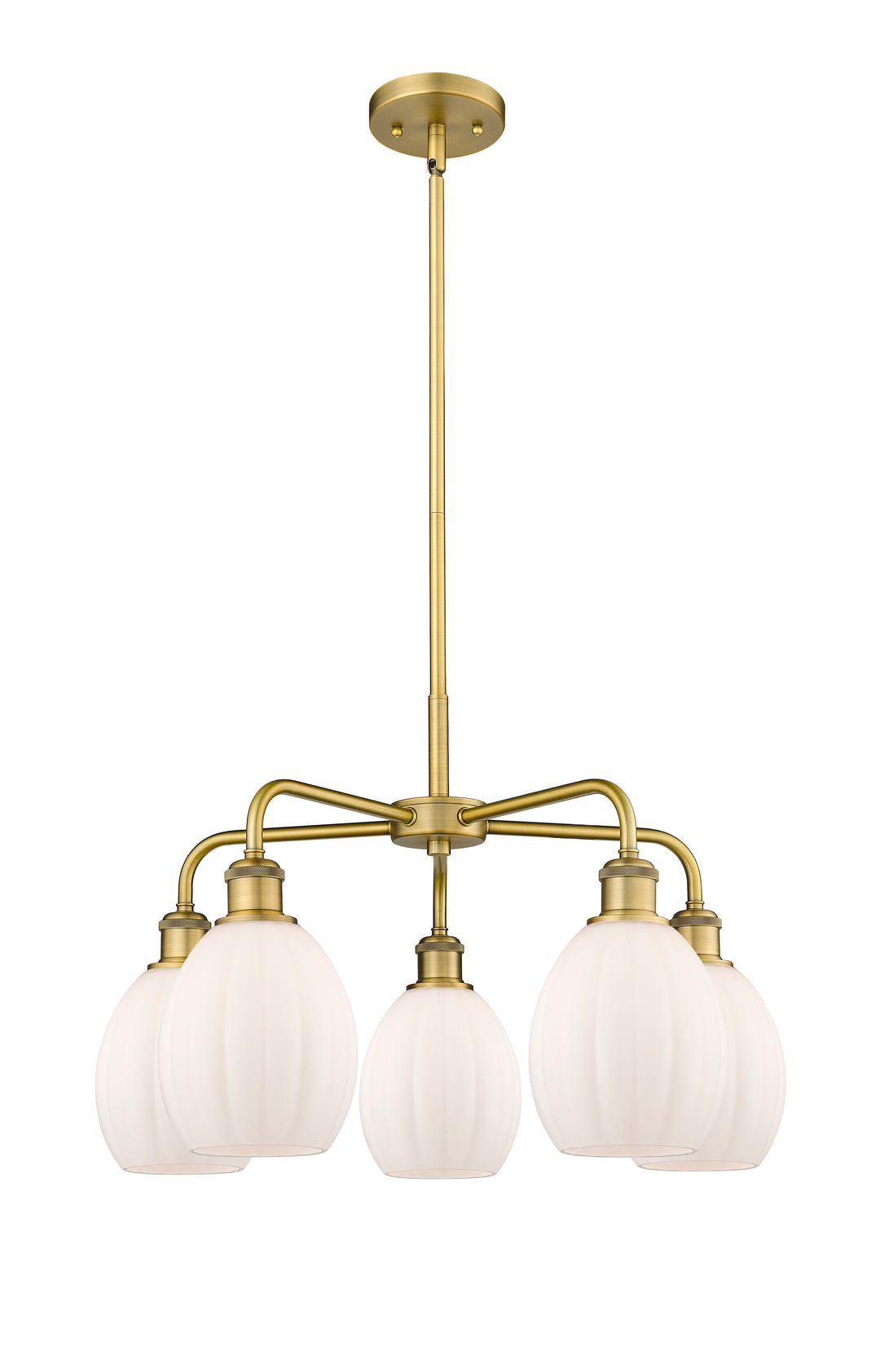 Innovations Lighting Eaton 5.5" Chandelier - Brushed Brass Chandeliers Innovations Lighting Matte White ; Glass Type: White; Ribbed  