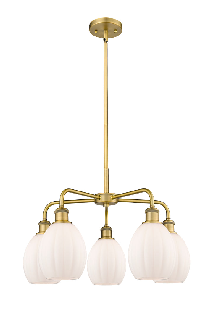 Innovations Lighting Eaton 5.5" Chandelier - Brushed Brass Chandeliers Innovations Lighting Matte White ; Glass Type: White; Ribbed  