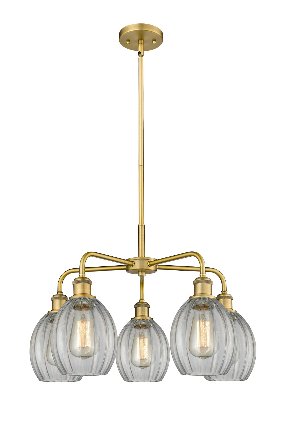 Innovations Lighting Eaton 5.5" Chandelier - Brushed Brass Chandeliers Innovations Lighting Clear ; Glass Type: Transparent; Ribbed  