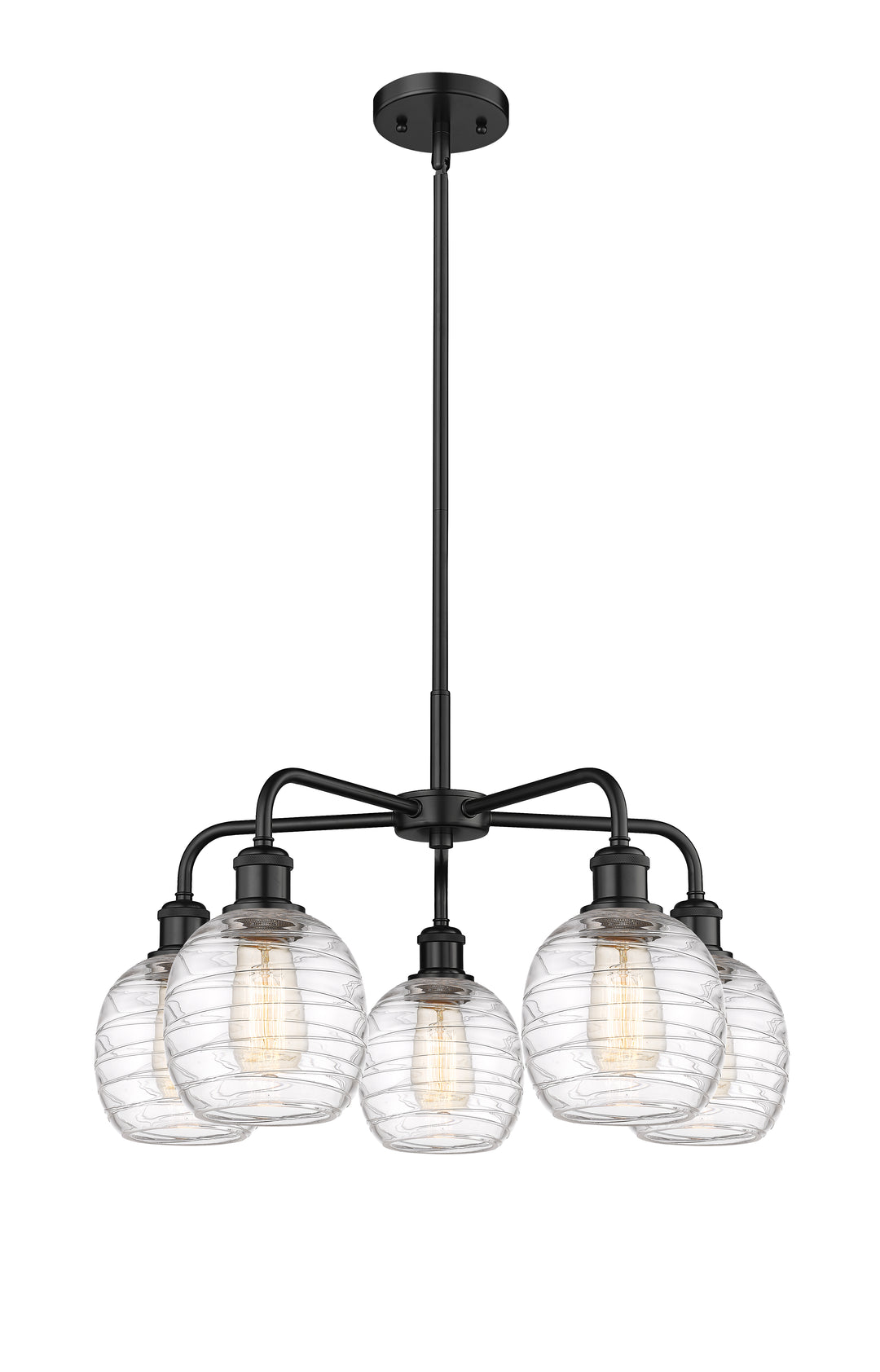 Innovations Lighting Belfast 6" Chandelier Chandeliers Innovations Lighting Matte Black Deco Swirl ; Glass Type: Clear 