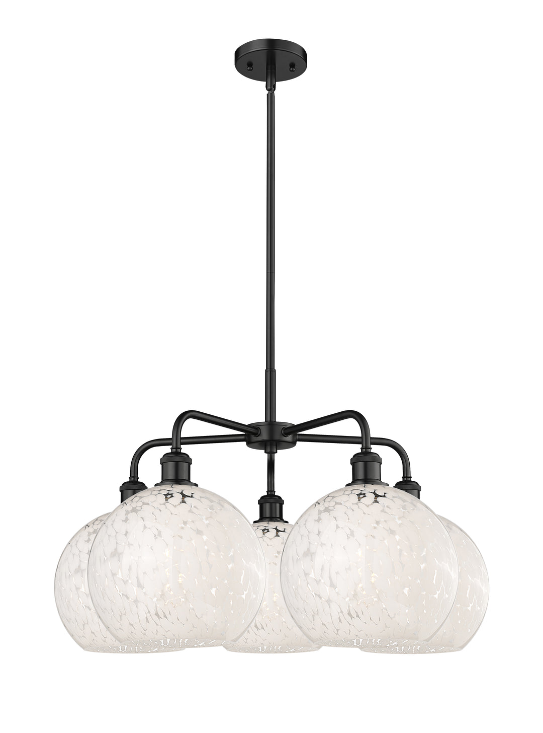 Innovations Lighting White Mouchette 10" Chandelier - Matte Black Chandeliers Innovations Lighting White Mouchette ; Glass Type: White  