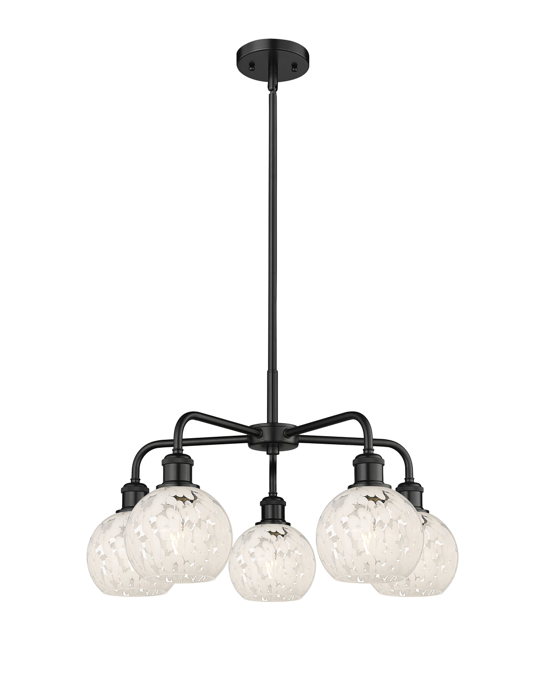 Innovations Lighting White Mouchette 6" Chandelier - Matte Black Chandeliers Innovations Lighting White Mouchette ; Glass Type: White  