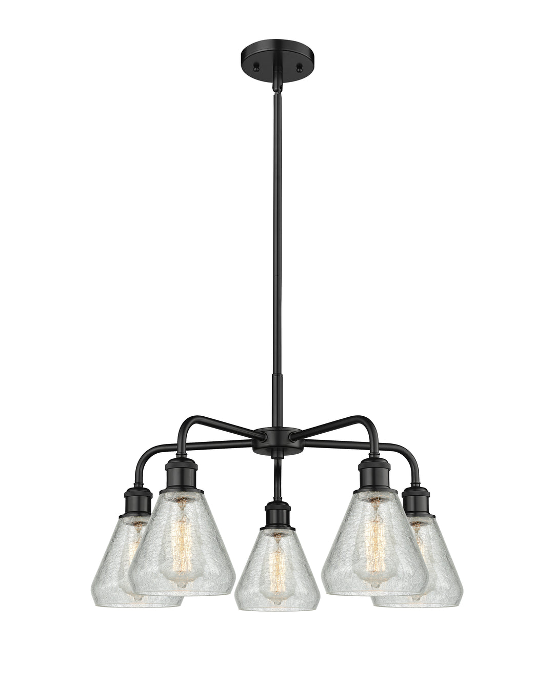 Innovations Lighting Conesus 6" Chandelier - Matte Black Chandeliers Innovations Lighting Clear Crackle ; Glass Type: Crackled  