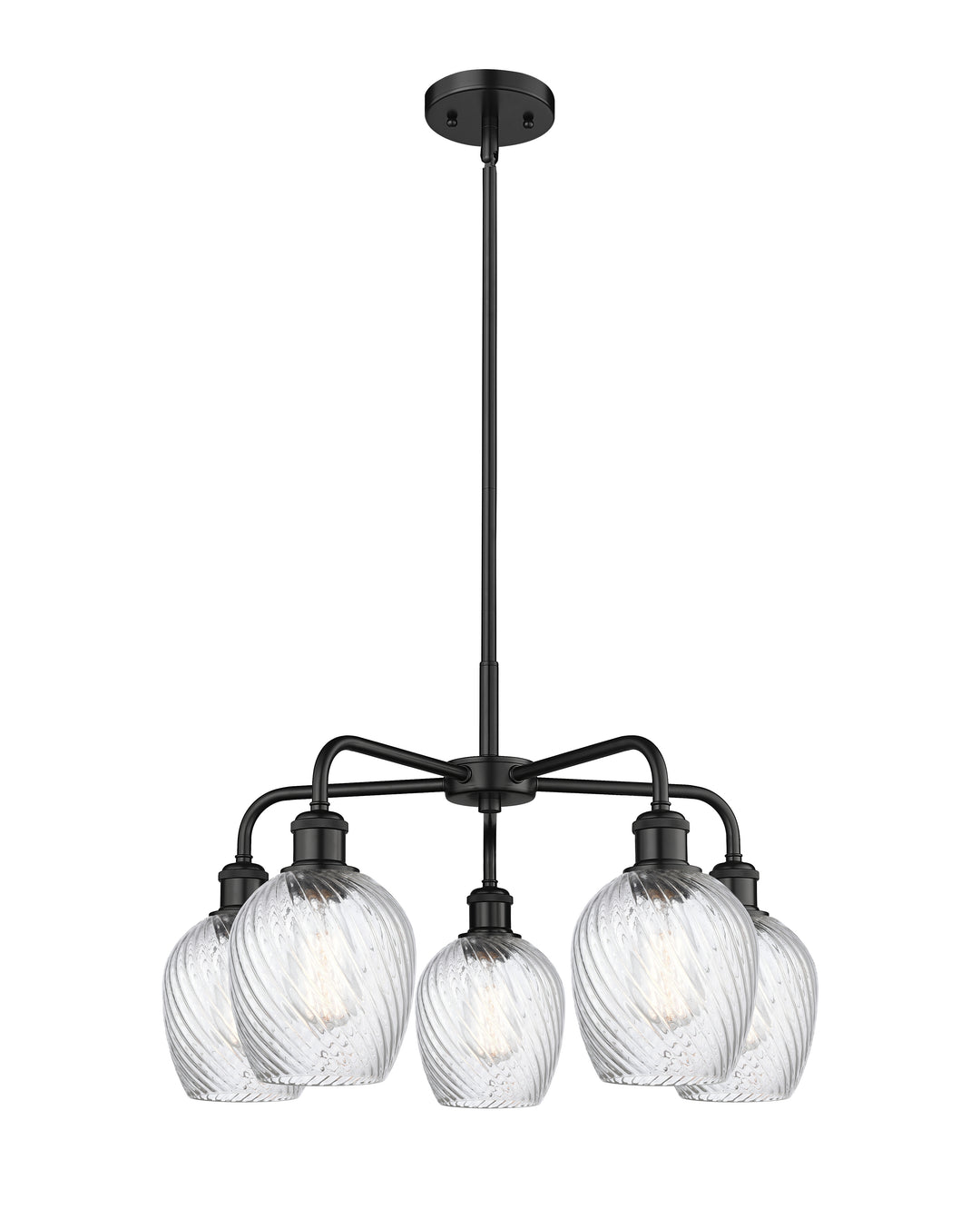 Innovations Lighting Salina 6" Chandelier - Matte Black Chandeliers Innovations Lighting Clear Spiral Fluted ; Glass Type: Transparent  