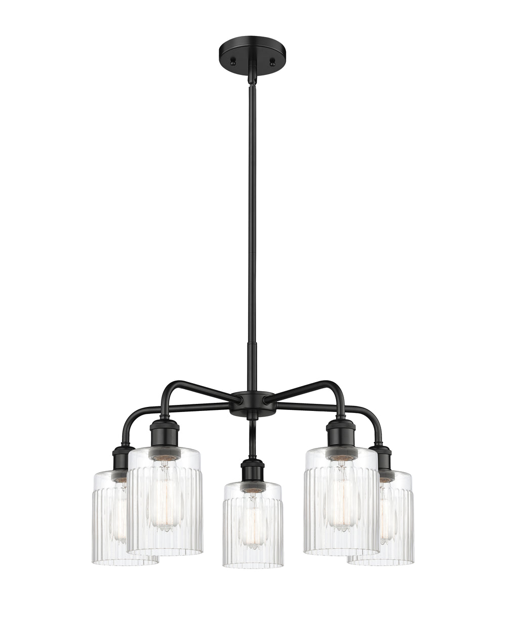 Innovations Lighting Hadley 5" Chandelier - Matte Black Chandeliers Innovations Lighting Clear ; Glass Type: Clear; Ribbed  