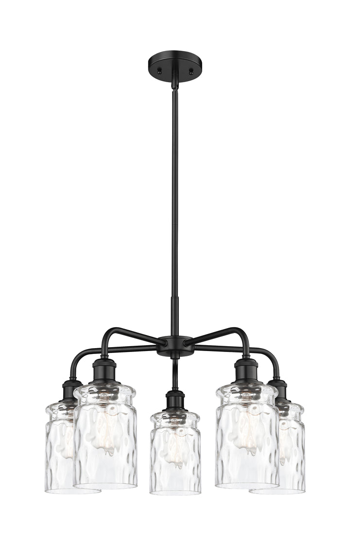 Innovations Lighting Candor 5" Chandelier Chandeliers Innovations Lighting Matte Black Clear Waterglass ; Glass Type: Frosted; Ribbed 