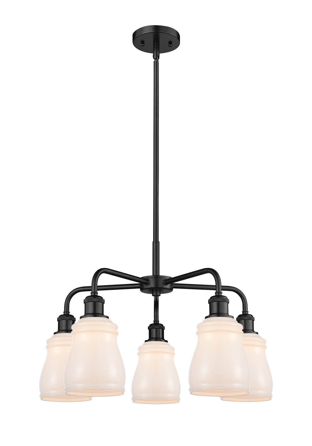 Innovations Lighting Ellery 5" Chandelier - Matte Black Chandeliers Innovations Lighting White ; Glass Type: White  