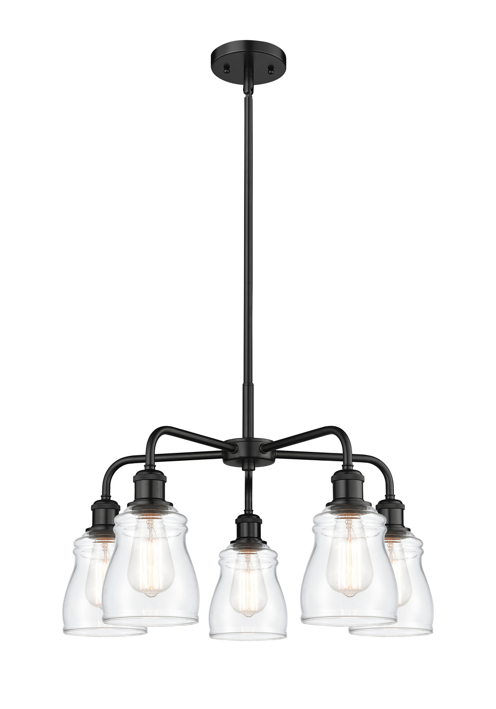 Innovations Lighting Ellery 5" Chandelier - Matte Black Chandeliers Innovations Lighting Clear ; Glass Type: Clear  