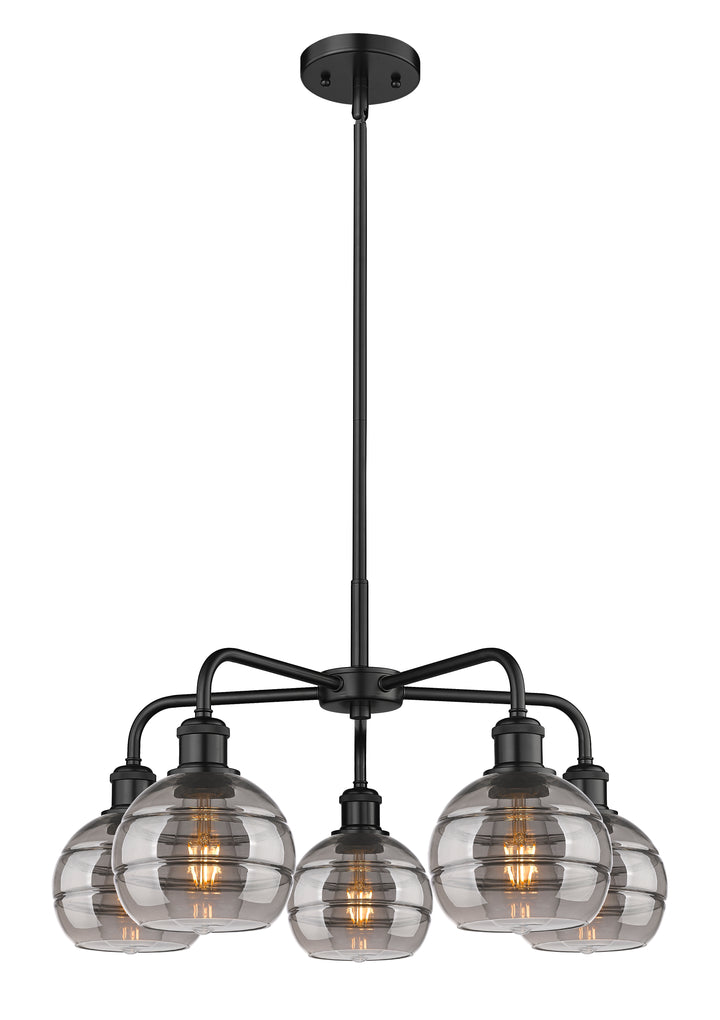 Innovations Lighting Rochester 6" Chandelier - Matte Black Chandeliers Innovations Lighting Light Smoke ; Glass Type: Smoked  