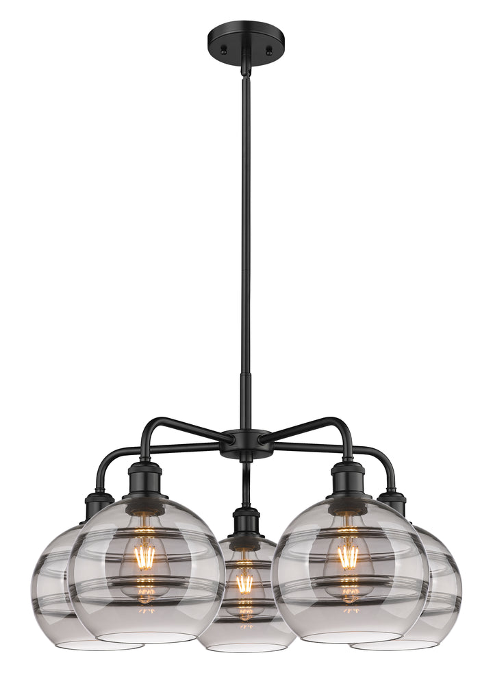 Innovations Lighting Rochester 8" Chandelier - Matte Black Chandeliers Innovations Lighting Light Smoke ; Glass Type: Smoked  