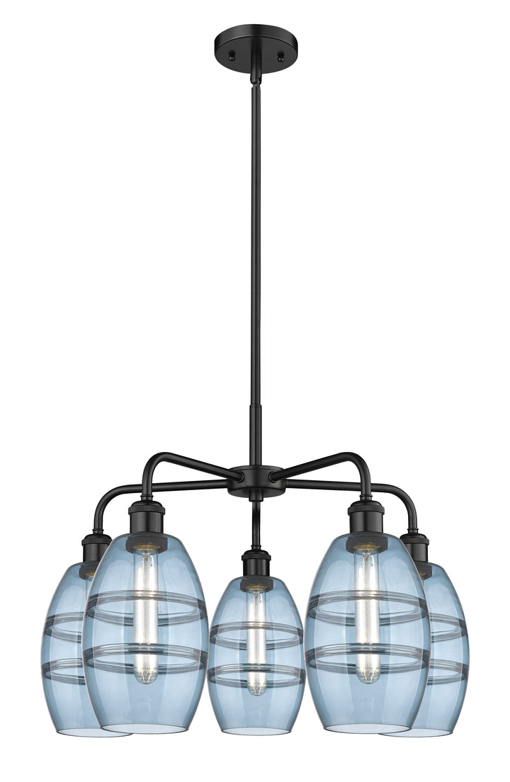 Innovations Lighting Vaz 6" Chandelier - Matte Black Chandeliers Innovations Lighting Blue  ; Glass Type: Blue  