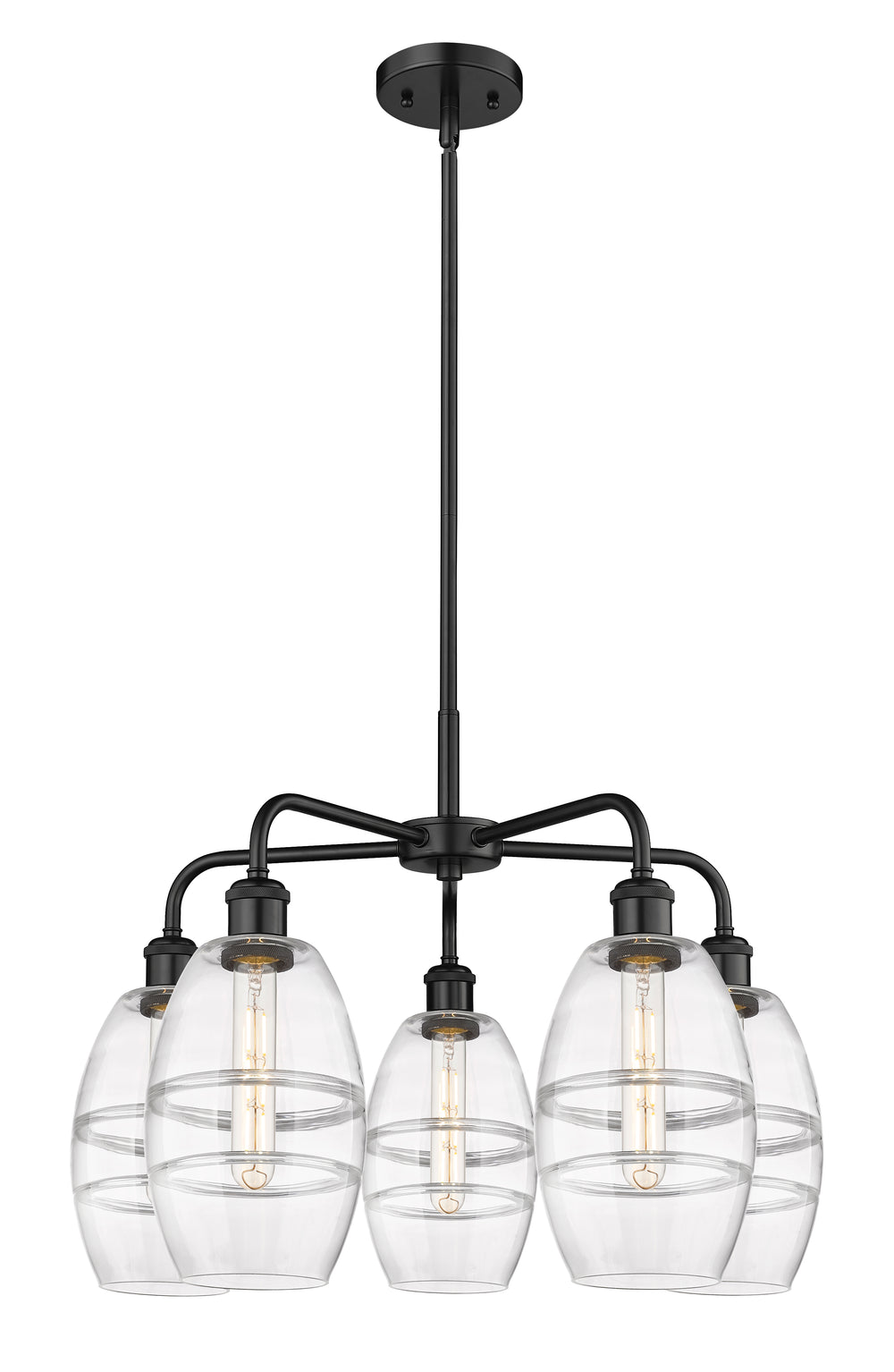 Innovations Lighting Vaz 6" Chandelier - Matte Black Chandeliers Innovations Lighting Clear ; Glass Type: Clear  