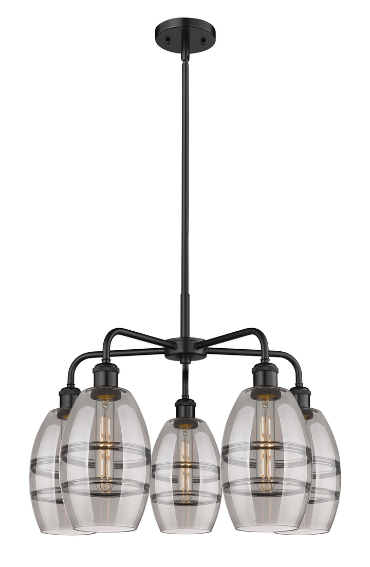 Innovations Lighting Vaz 6" Chandelier - Matte Black Chandeliers Innovations Lighting Light Smoke ; Glass Type: Smoked  