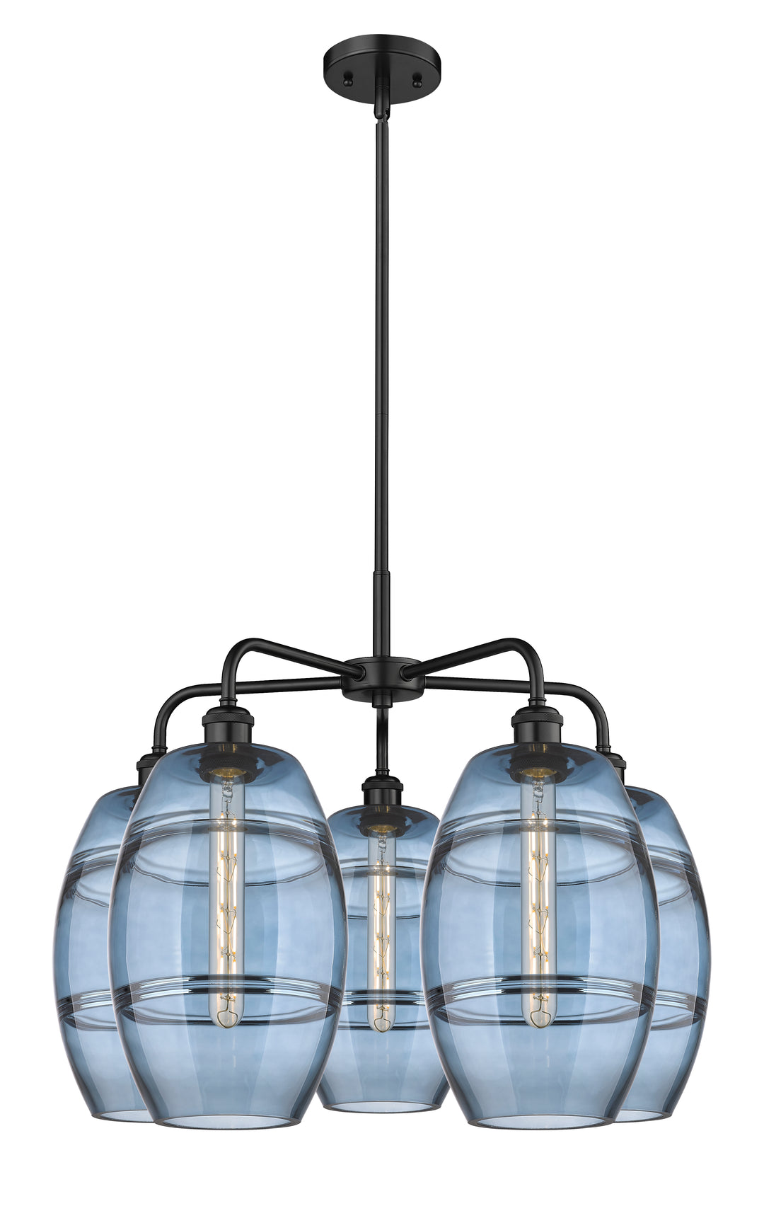 Innovations Lighting Vaz 8" Chandelier - Matte Black Chandeliers Innovations Lighting Blue  ; Glass Type: Blue  