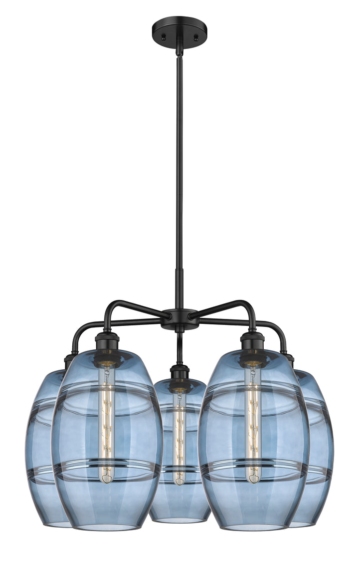 Innovations Lighting Vaz 8" Chandelier - Matte Black Chandeliers Innovations Lighting Blue  ; Glass Type: Blue  