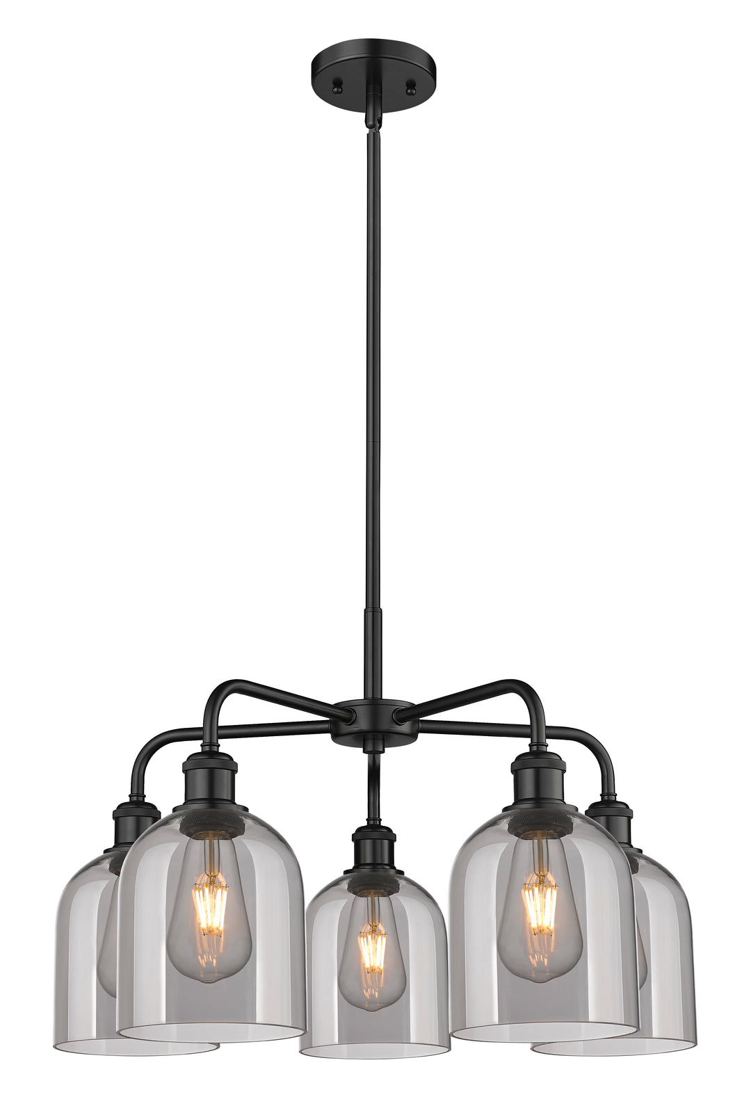 Innovations Lighting Bella 6" Chandelier Chandeliers Innovations Lighting Matte Black Light Smoke ; Glass Type: Smoked 