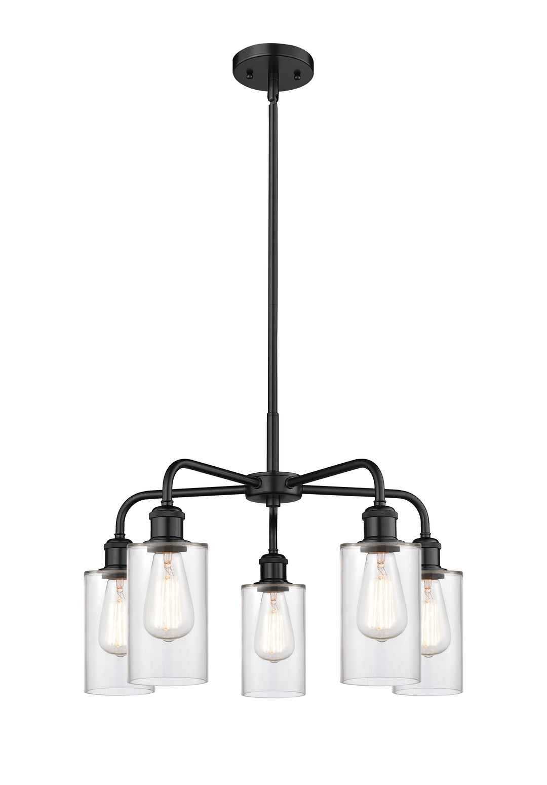 Innovations Lighting Clymer 4" Chandelier - Matte Black Chandeliers Innovations Lighting Clear ; Glass Type: Clear  