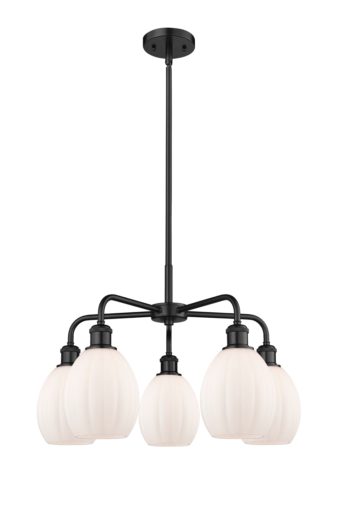 Innovations Lighting Eaton 5.5" Chandelier - Matte Black Chandeliers Innovations Lighting Matte White ; Glass Type: White; Ribbed  