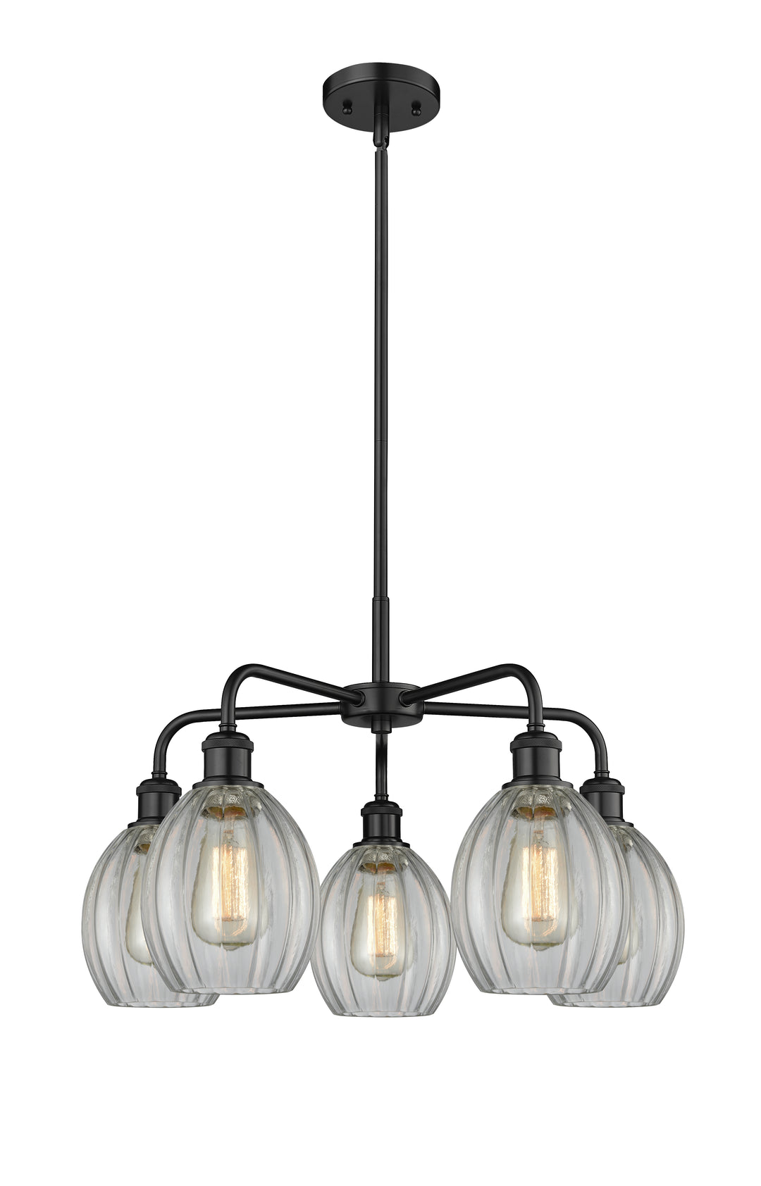 Innovations Lighting Eaton 5.5" Chandelier - Matte Black Chandeliers Innovations Lighting Clear ; Glass Type: Transparent; Ribbed  